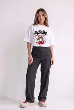 Koszulka Oversize I'm a Mommy Cherry White – Dolce Sonno