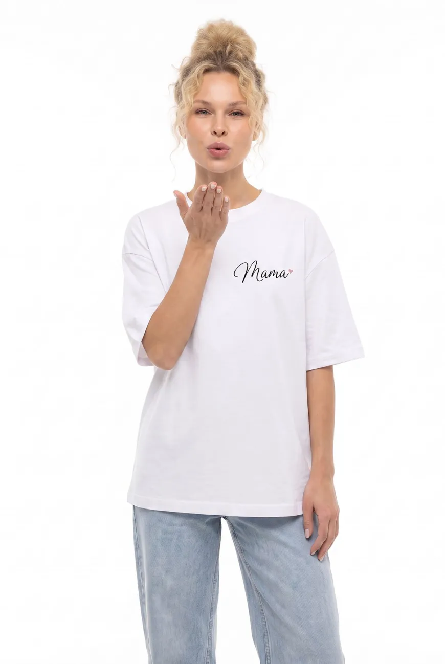 Koszulka Oversize Mama z sercem White – Dolce Sonno