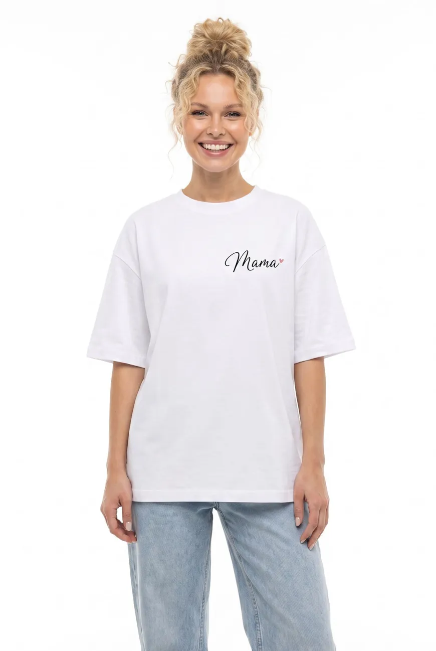 Koszulka Oversize Mama z sercem White – Dolce Sonno