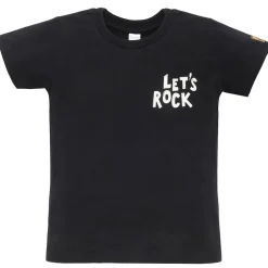 Koszulka z krótkim rękawem T-shirt dziecięcy czarny z napisem - Let's Rock | Pinokio