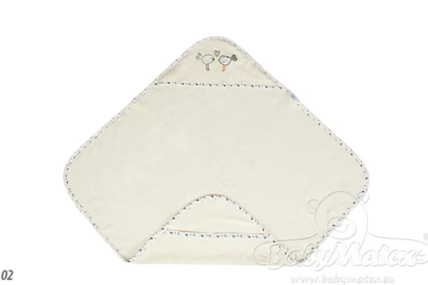 Kremowe okrycie kąpielowe 100x100 ręcznik z kapturkiem MAXI PLUS | BabyMatex