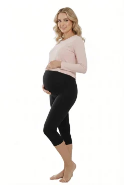 Legginsy ciążowe 3/4 czarne - Dolce Sonno
