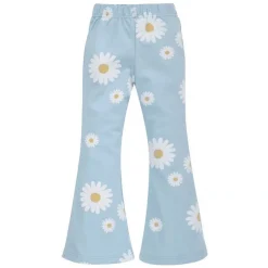 Legginsy dzwony dla dziewczynki niebieskie w stokrotki - Daisy | Pinokio