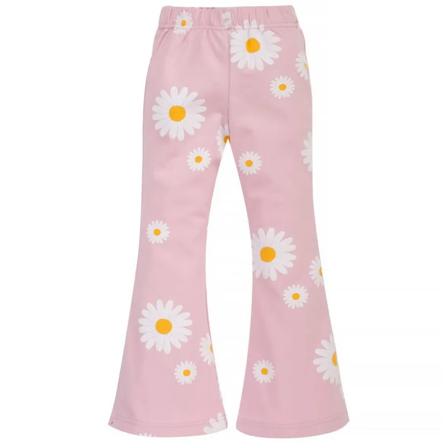 Legginsy dzwony dla dziewczynki różowe w stokrotki - Daisy | Pinokio