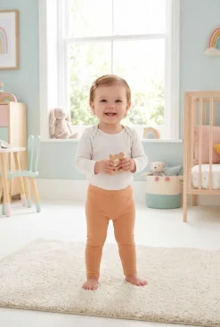 Legginsy niemowlęce z prążka Lulu/ Miodowe - Dolce Sonno