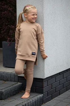 Legginsy prążkowane dla dziewczynki Poppy/Kawa - Dolce Sonno