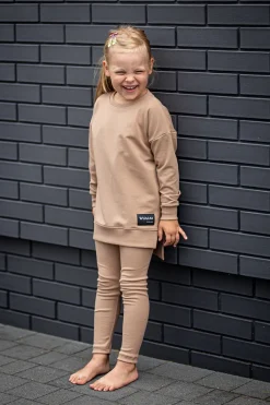 Legginsy prążkowane dla dziewczynki Poppy/Kawa - Dolce Sonno