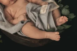 Lniany kocyk niemowlęcy "Linen" jasny szary | BabyMatex