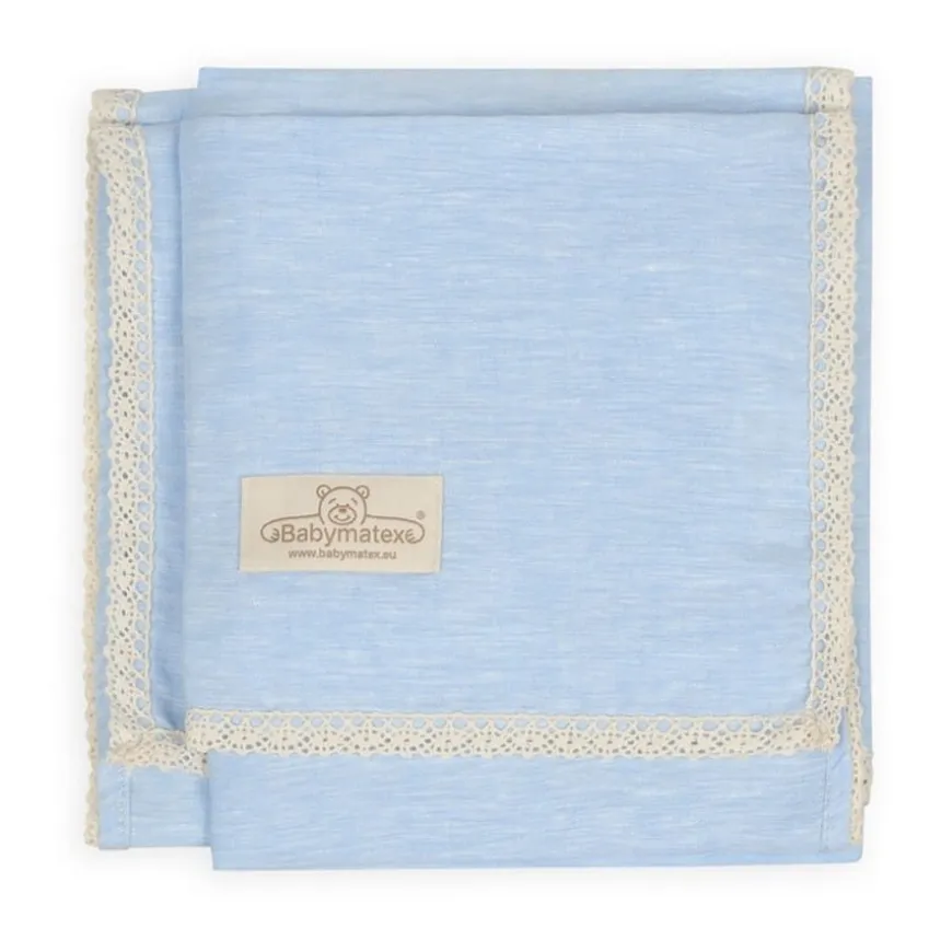 Lniany kocyk niemowlęcy "Linen" błękitny | BabyMatex