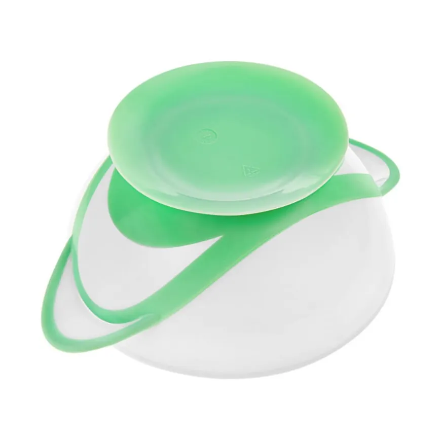 Miseczka z łyżeczką dla dzieci na przyssawce white / green od Akuku