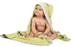 Niebieskie okrycie kąpielowe 100x100 ręcznik z kapturkiem dla niemowląt Bamboo | Baby Matex