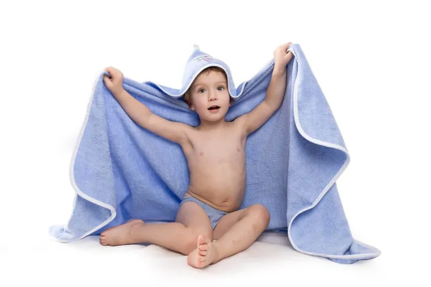 Okrycie kąpielowe ecru 70x140 ręcznik z kapturkiem MAXI JUNIOR | BabyMatex