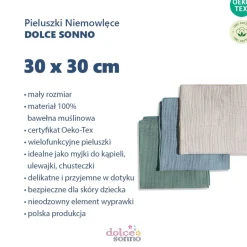 3Pack Chusteczki Muślinowe Pieluszki Ulewajki 30x30 cm - MIX08 | Dolce Sonno