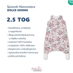 Śpiworek ocieplany z nogawkami Angielskie Róże Różowe 2,5 TOG - Dolce Sonno