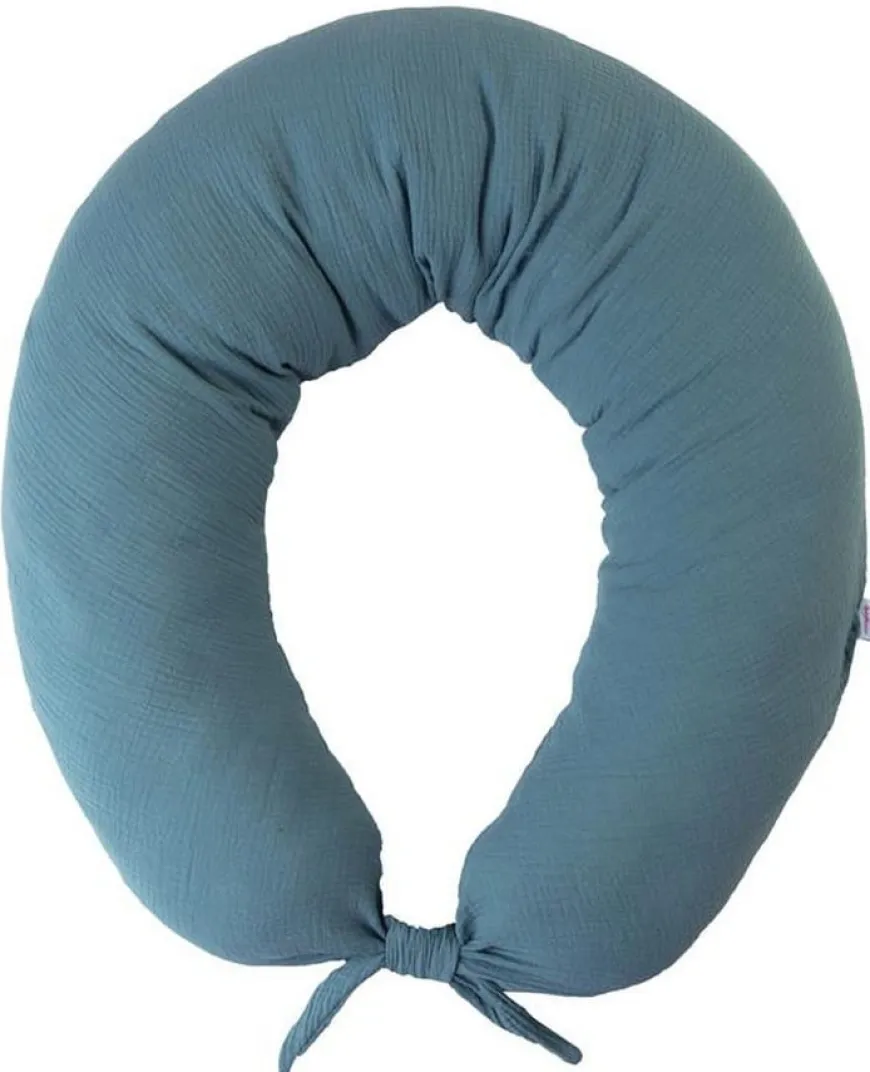 Poduszka pozycjonująca dla kobiet w ciąży i do karmienia, Rogal - MOON MUSLIN, 240cm | zieleń - BabyMatex TB0076_34