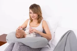 Poduszka pozycjonująca dla kobiet w ciąży i do karmienia, Rogal - MOON MUSLIN, 240cm | Ciemny szary - BabyMatex  TB0076_44