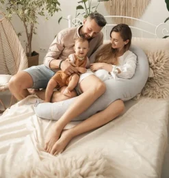 Poduszka pozycjonująca dla kobiet w ciąży i karmiących mam Relax Linen - jasny szary | BabyMatex TB0448_42