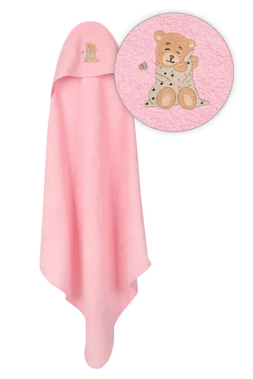 Różowe okrycie kąpielowe frotte 100x100 | Maxi - BabyMatex
