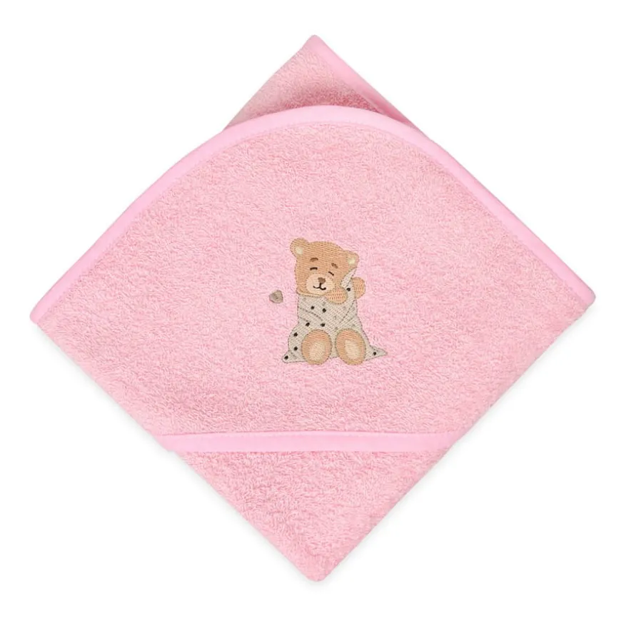 Różowe okrycie kąpielowe frotte 100x100 | Maxi - BabyMatex