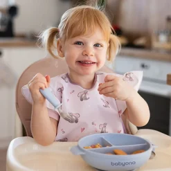 Silikonowy talerzyk z przyssawką i przykrywką Niebieski BabyOno 1661/01