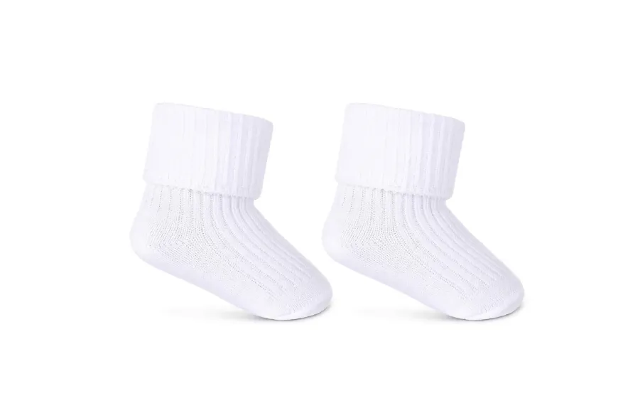 Skarpetki niemowlęce , bezuciskowe, wywijane, prążek białe - Be Snazzy