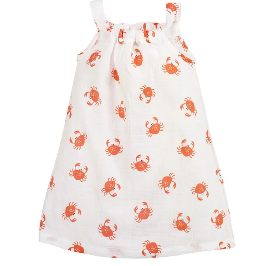 Sukienka muślinowa ecru w kraby - Muslin Crabs | Pinokio