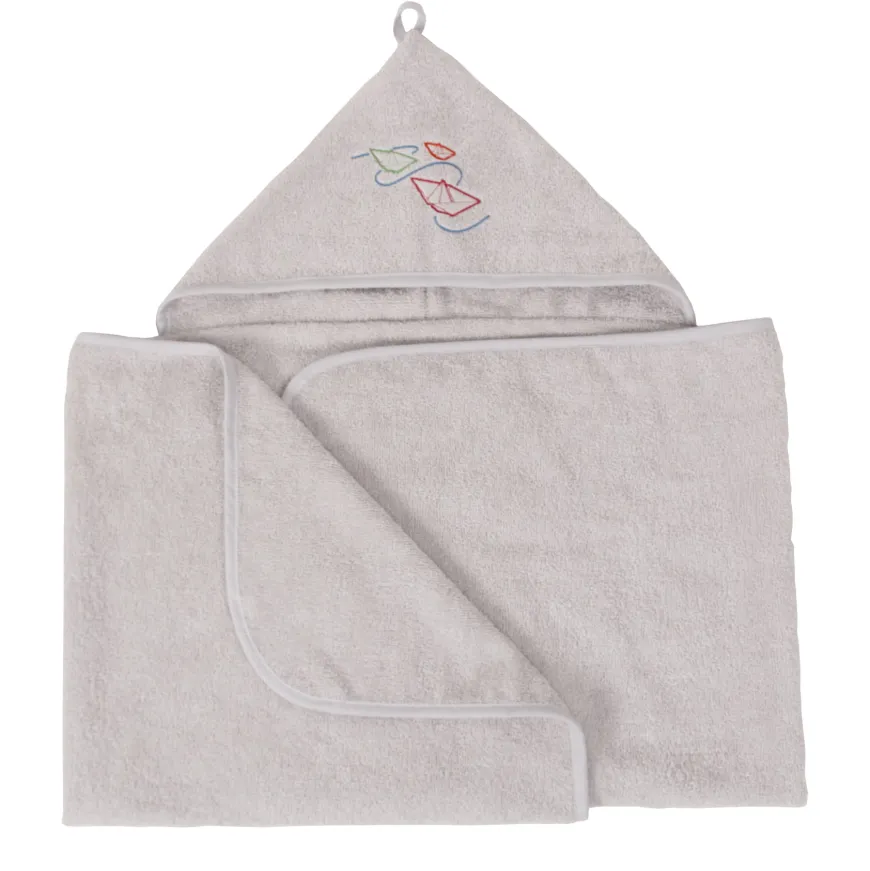 Szare okrycie kąpielowe 70x140 ręcznik z kapturkiem MAXI JUNIOR | BabyMatex