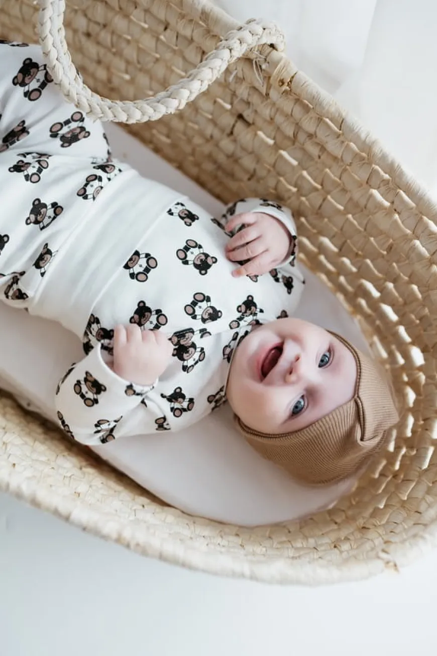Szeroka opaska przeplatana dla dzieci i niemowląt Kalinka/Kawa - Dolce Sonno