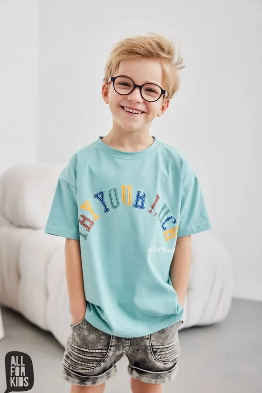 Szorty chłopięce, krótkie spodenki jeansowe grafit - All for Kids