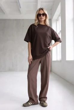 T-SHIRT LINNET OVERSIZE Dark Chocolate - Wualaa Women