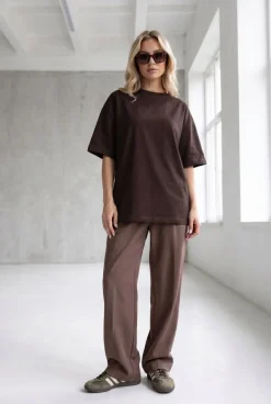 T-SHIRT LINNET OVERSIZE Dark Chocolate - Wualaa Women