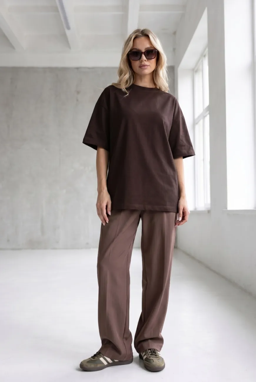T-SHIRT LINNET OVERSIZE Dark Chocolate - Wualaa Women