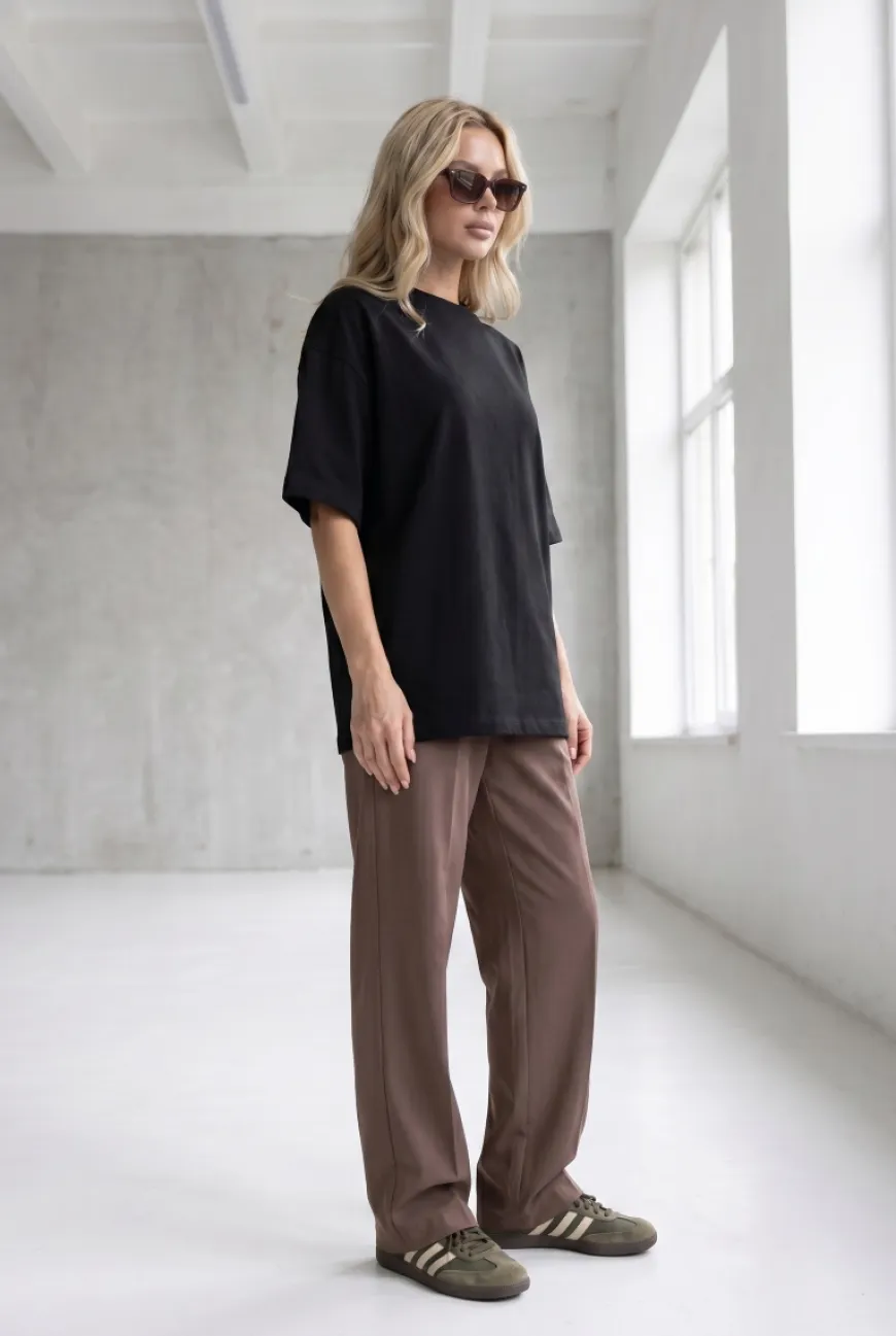 T-SHIRT LINNET OVERSIZE Midnight Black - Wualaa Women
