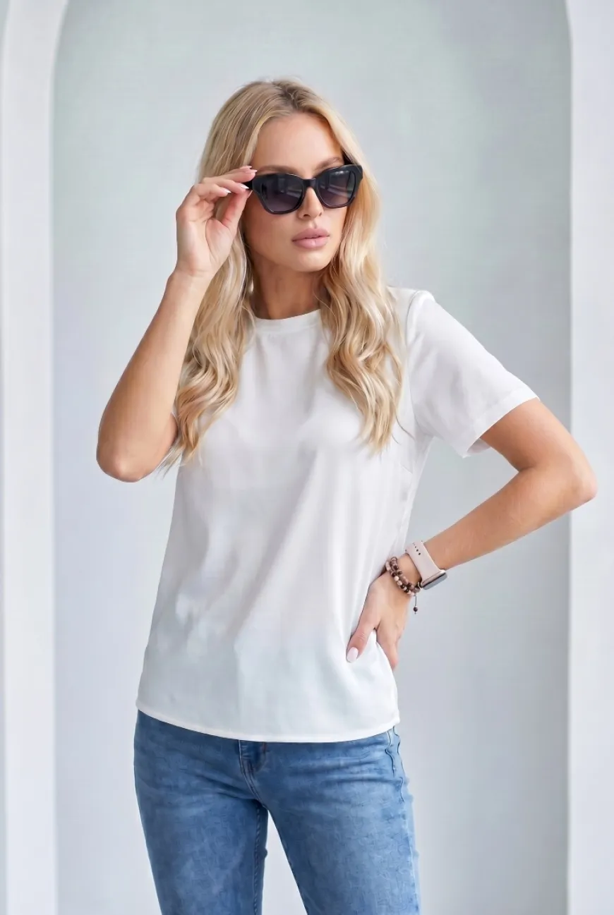 T-SHIRT MAYBEL REGULAR Silk White - Wualaa Women