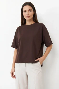T-SHIRT OPHELIA BOXY-FIT Dark Chocolate -  Wualaa Women