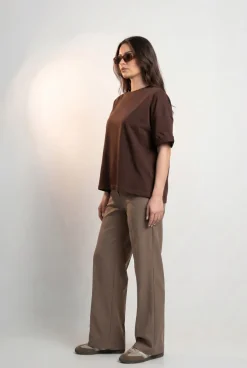 T-SHIRT OPHELIA BOXY-FIT Dark Chocolate -  Wualaa Women