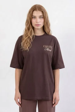 T-shirt Oversize Coffee Mood Dark Chocolate – Wualaa Women
