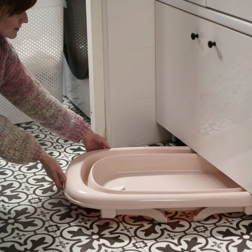 Wanienka składana dla niemowląt z odpływem Beżowa - TEGA BABY