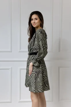 WUALAA Women - Sukienka damska AMBER Oversize Zebra Khaki
