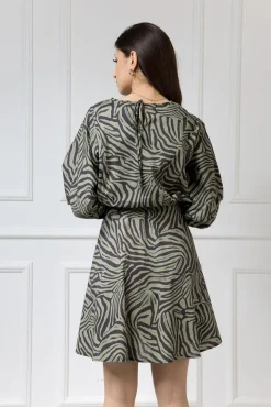 WUALAA Women - Sukienka damska AMBER Oversize Zebra Khaki