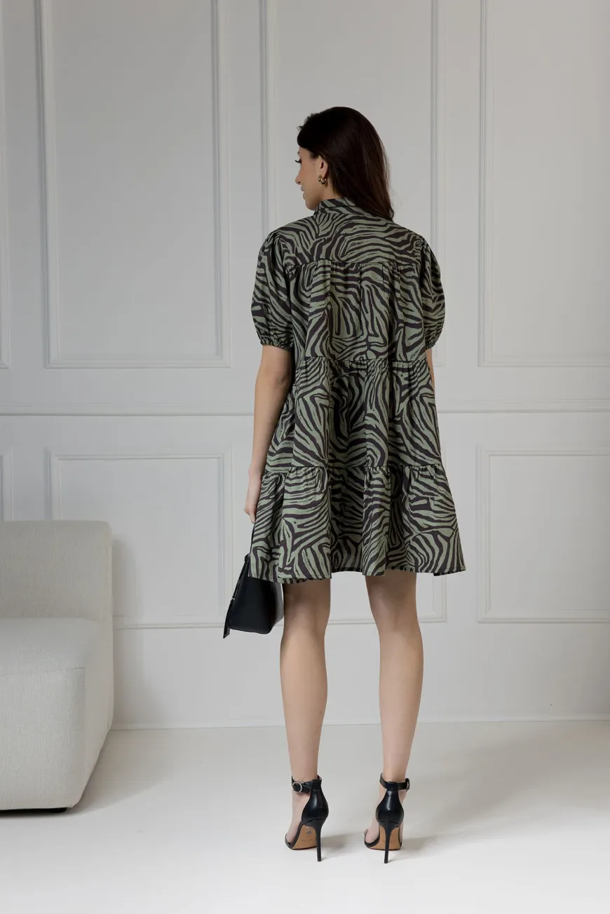 WUALAA Women - Sukienka damska CINDY Zebra Khaki