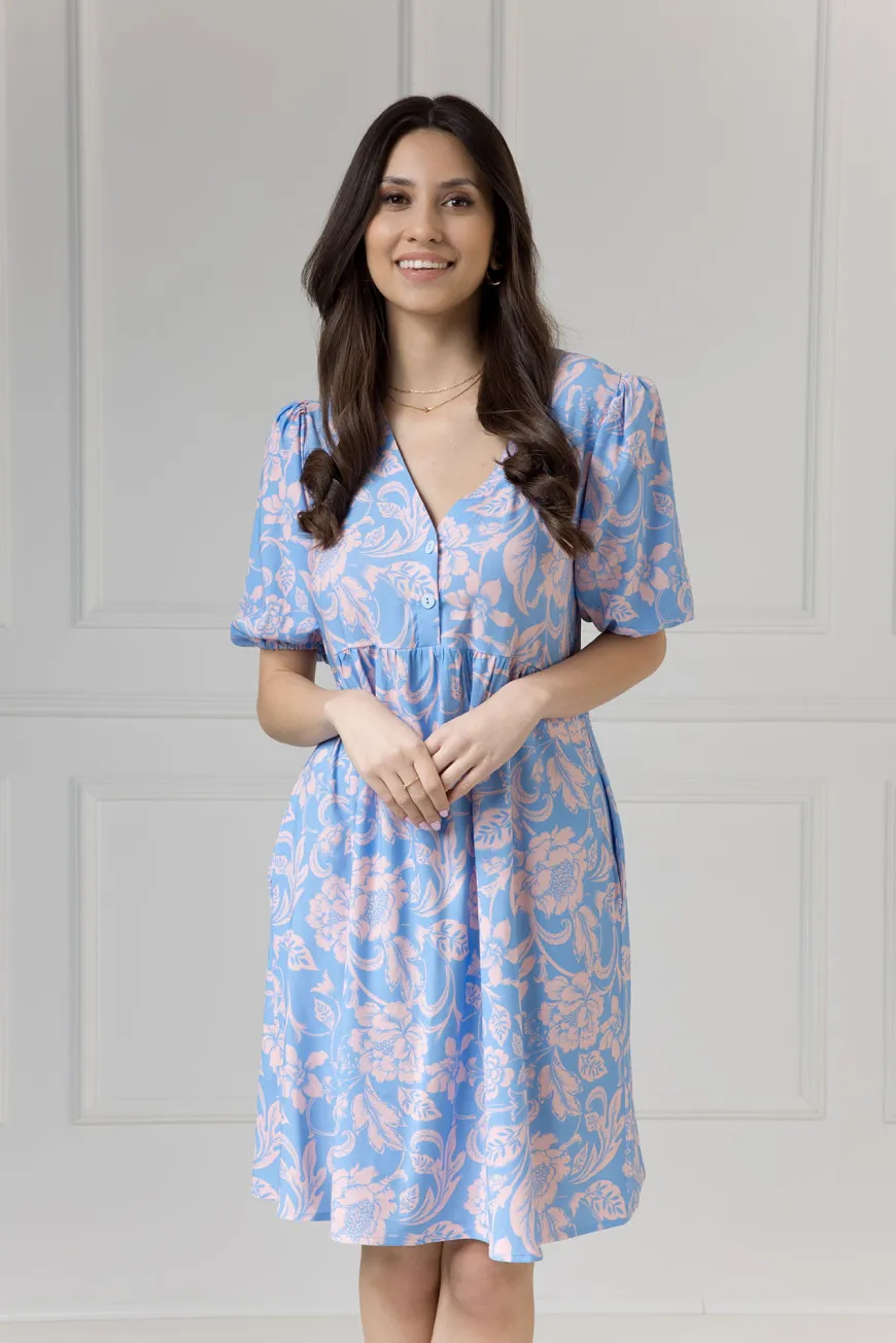 WUALAA Women - Sukienka damska Emily Rustic Symphony Blue/Apricot