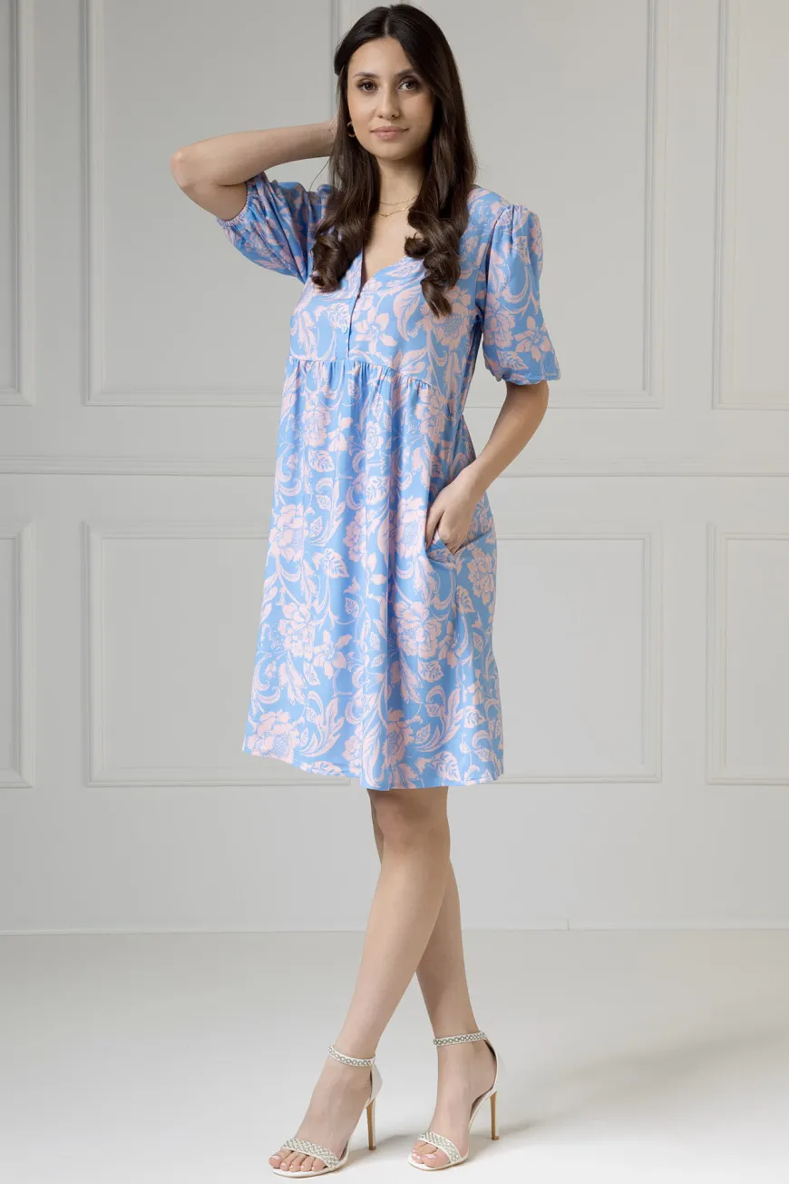 WUALAA Women - Sukienka damska Emily Rustic Symphony Blue/Apricot