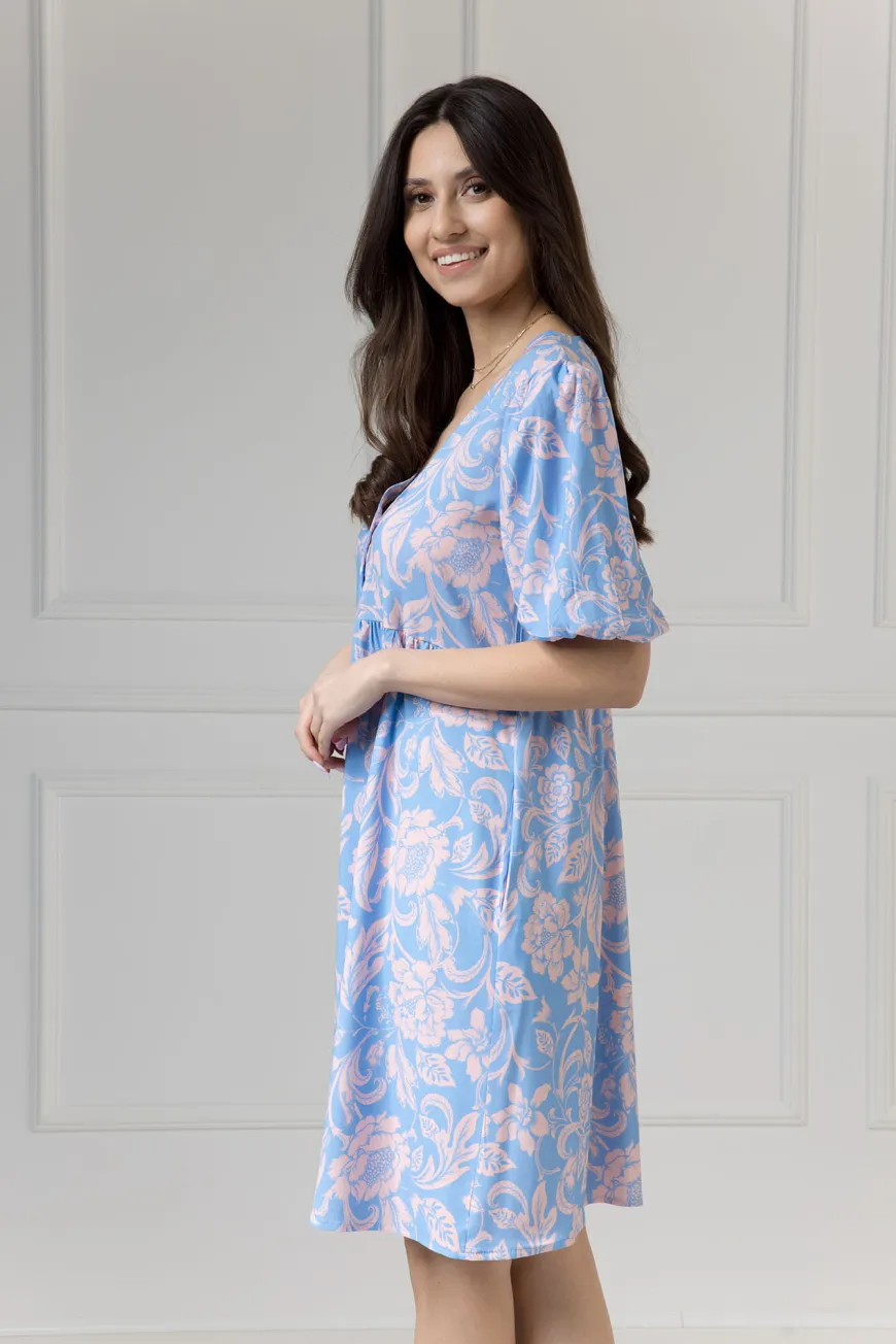 WUALAA Women - Sukienka damska Emily Rustic Symphony Blue/Apricot