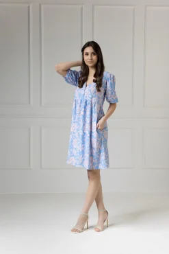 WUALAA Women - Sukienka damska Emily Rustic Symphony Blue/Apricot