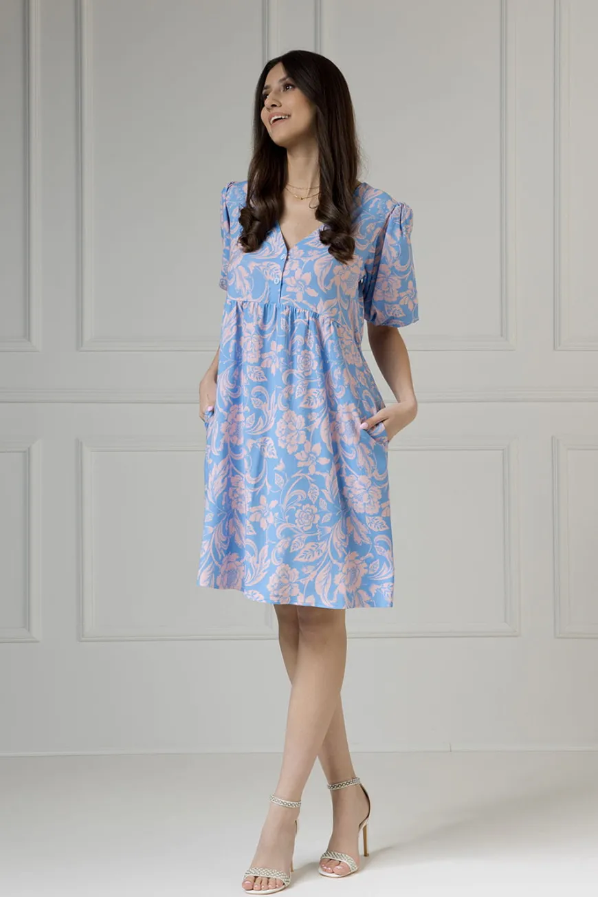 WUALAA Women - Sukienka damska Emily Rustic Symphony Blue/Apricot