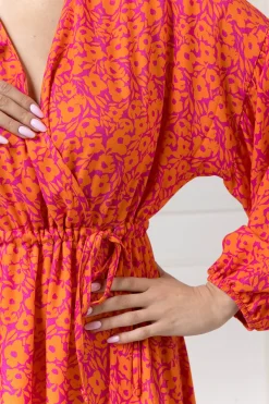 WUALAA Women - Sukienka damska Lisa Neon Flowers