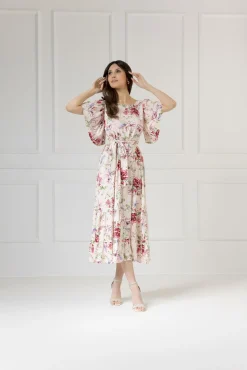 WUALAA Women - Sukienka damska midi SANVI Romantic Flowers