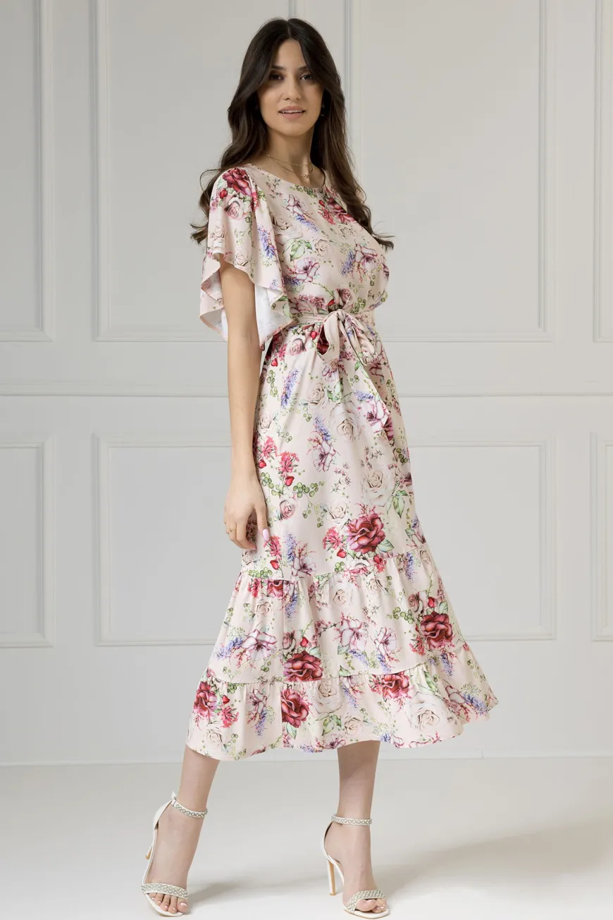 WUALAA Women - Sukienka damska midi SANVI Romantic Flowers