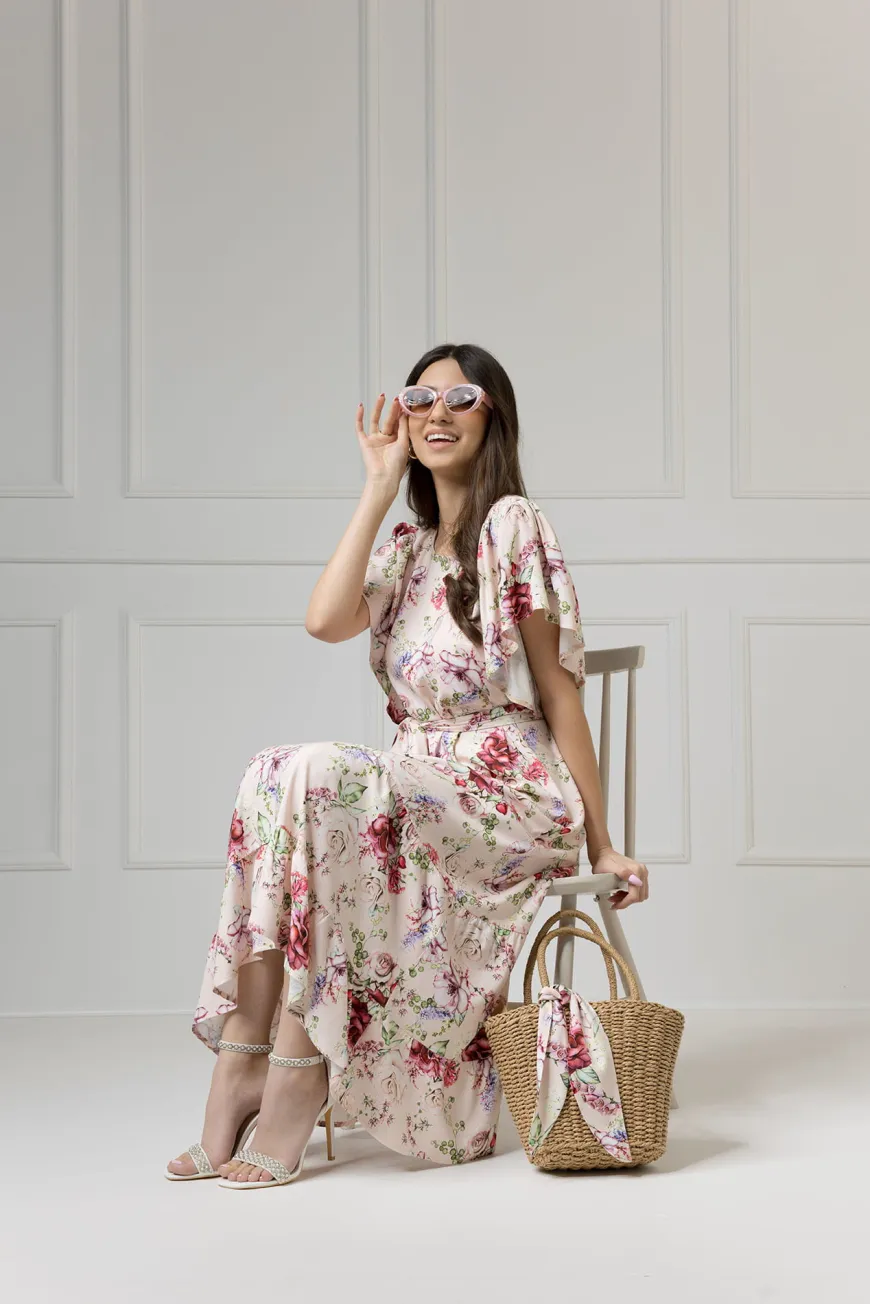 WUALAA Women - Sukienka damska midi SANVI Romantic Flowers